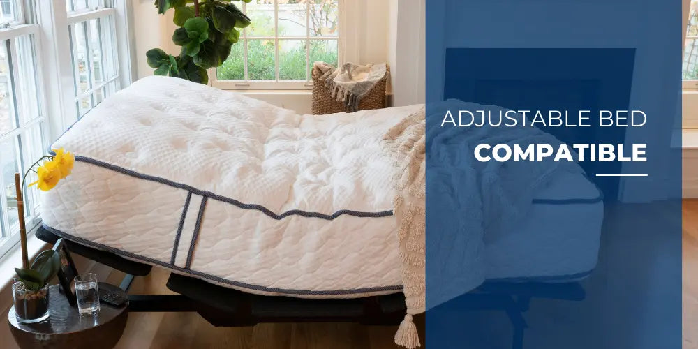 Mattress with head and foot lifted on adjustable bed.