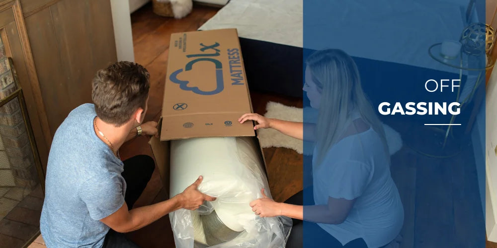 Couple unboxing a new mattress with no off gassing.