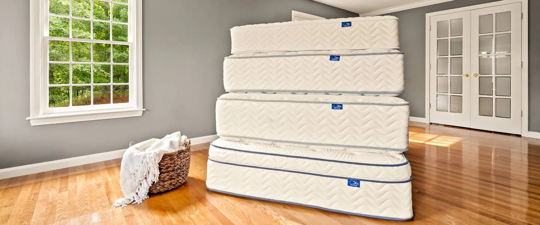 A display of DLX mattresses history, representing the range and evolution in the "About Us" section.