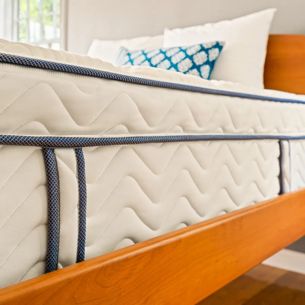 Close-up of DLX mattress stitching, symbolizing dedication to craftsmanship and enduring comfort